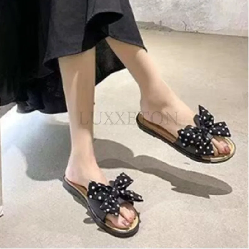 

Шлепанцы женские в форме банта, пляжная обувь, сандалии, плоская подошва, летние Тапочки