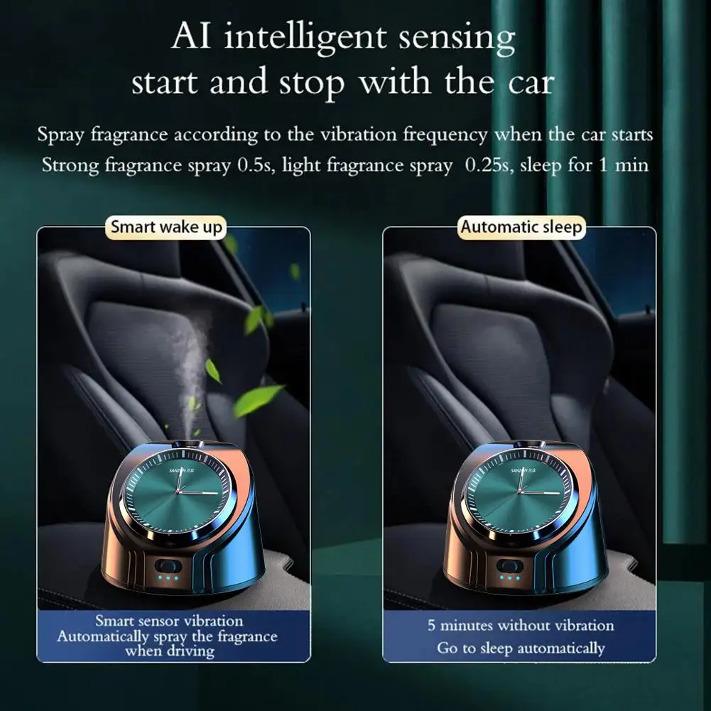 

Car Aromatherapy Machine Clock Model Noctilucent Luminous With Interior Fresh Fragrance Start Intelligent Auto Diffuser Car L1B3