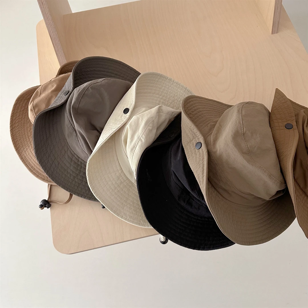 New Children Bucket Hats Summer Solid Color Sunhat Kids Fishing Hat Sunshade Visor Boys Girls Outdoor Fashion Beach Cap For 2-6Y 2