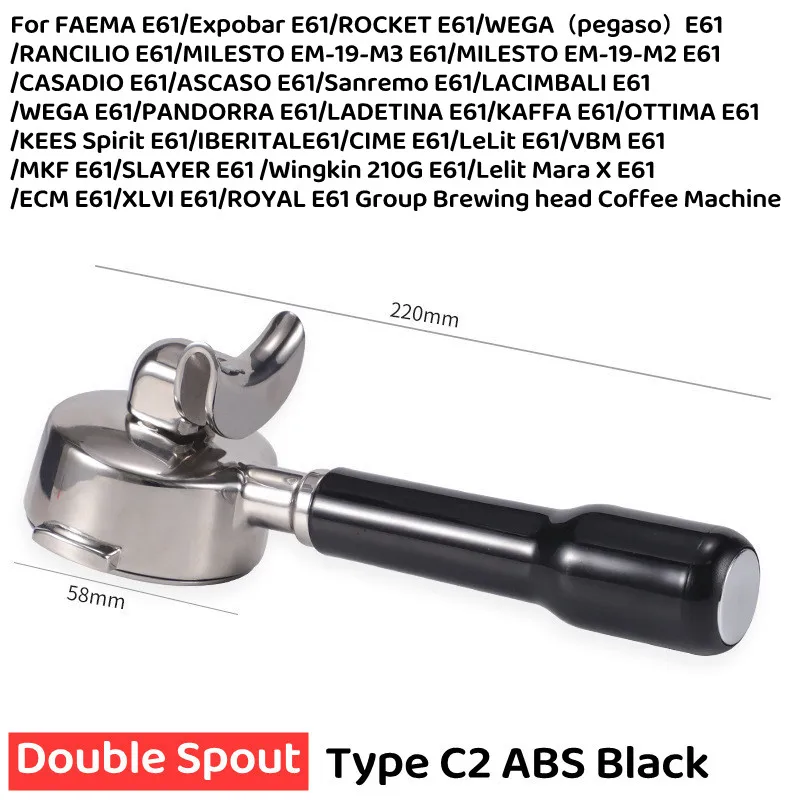 EXPOBAR-E61 Stainless Steel Coffee Portafilter, Solid Wood, Single