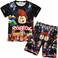 Nouvel ensemble à manches courtes pour garçons, ensemble deux pièces pour la maison, dessin animé ROBLOX, jeu Roblox 5