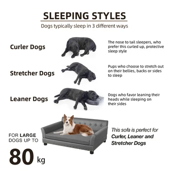 Elevated Dog Bed Sofa Microfiber Leather Cover Luxurious Extra Large Pet Snuggle Lounge Chair with Removable Cushion 6