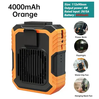 Ventilatore portatile sotto la camicia da 4000 mAh, clip per ventola in vita senza lama con luce e alimentatore, 3 velocità, regalo per la festa del papà, il marito 1