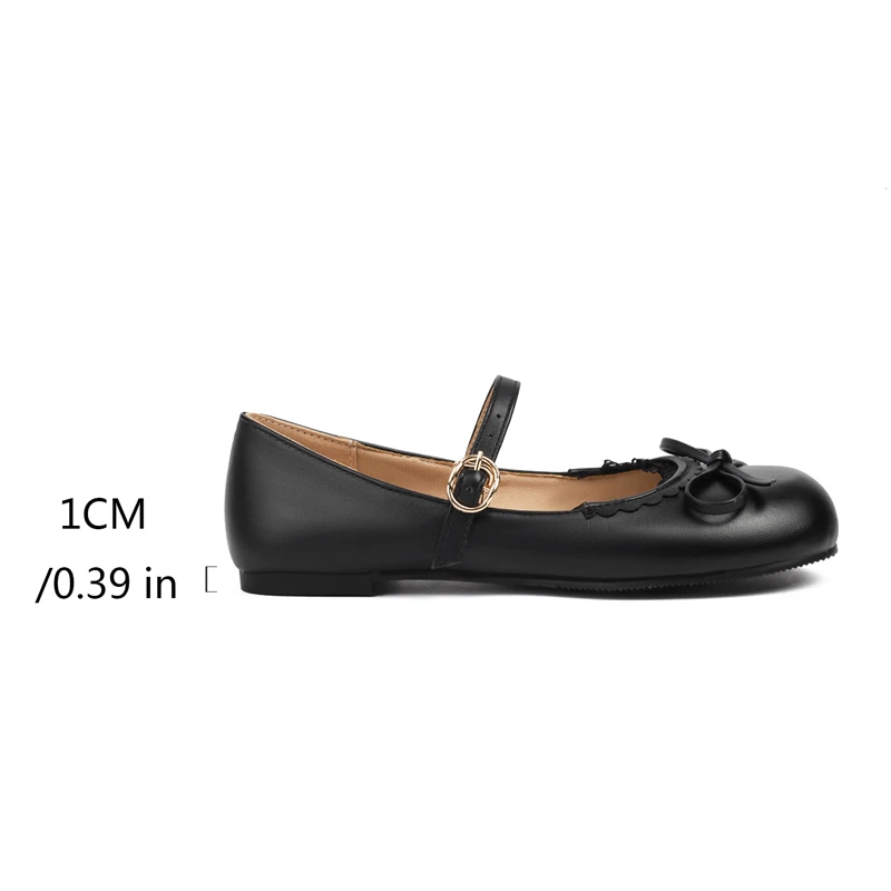 Spring Autumn Pink White Mary Janes Flat Shoes Woman Round Toe Buckle Strap Lolita Girls Student Ballet Flats Plus Size 43 44 45 6