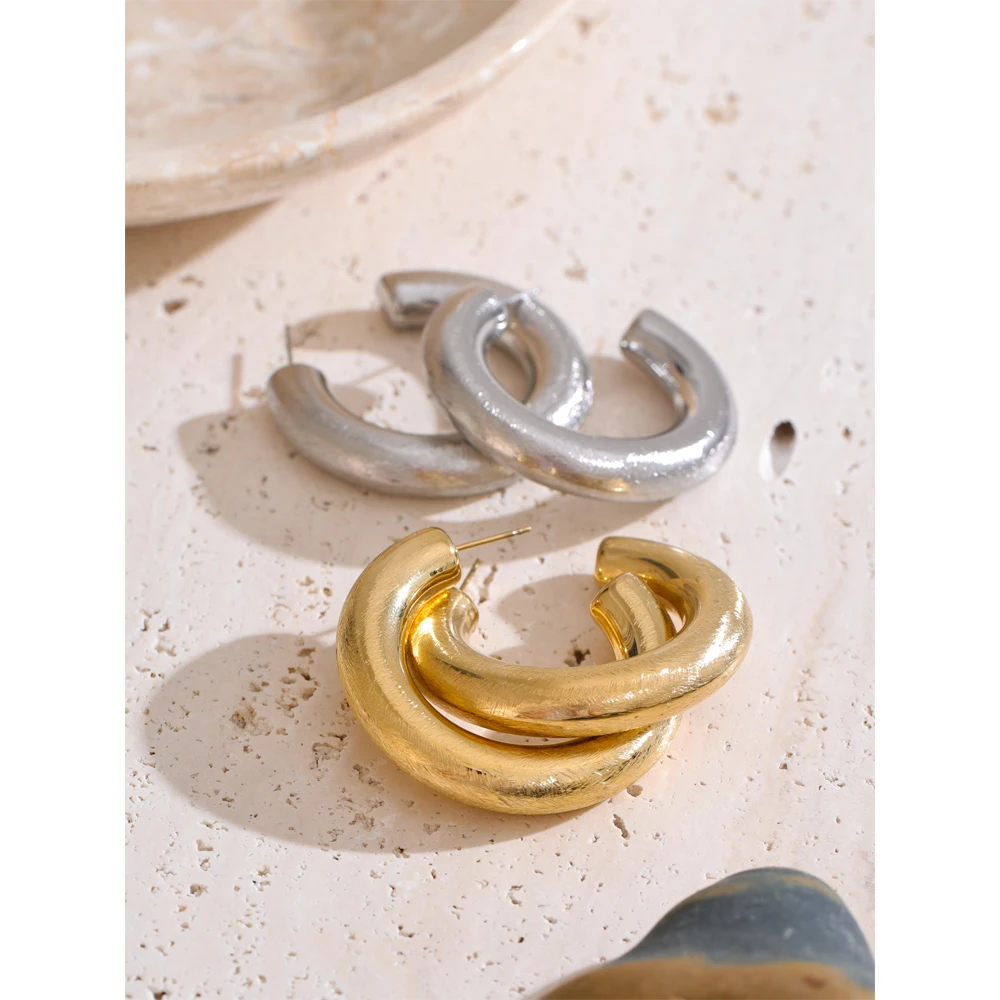 Yhpup Earrings Minimalist C-Shape