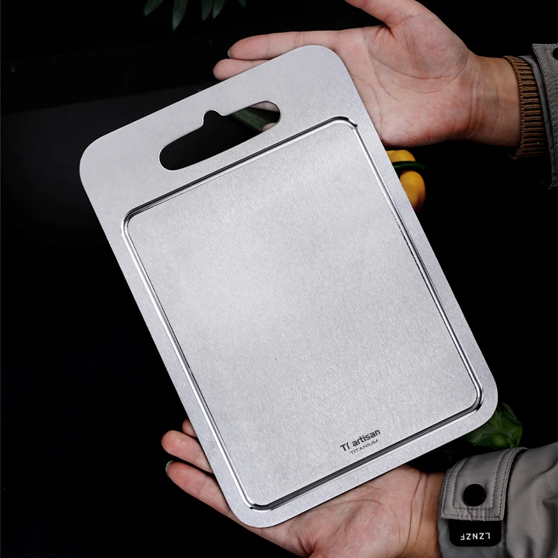 Tiartisan 2mm Thickened Pure Titanium Kitchen Cutting Board Outdoor Camping Double-Sided Ultralight Sturdy Chopping Board