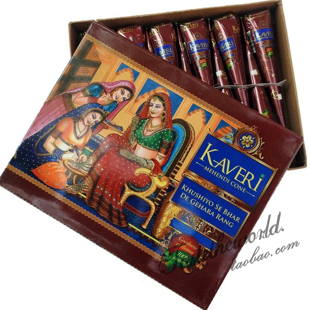 

Sdatter 12Pcs Natural Indian Mehndi Red Color Henna Paste Cone Temporary Drawing for Tattoo Stencil Women Makeup Finger Feet Bod