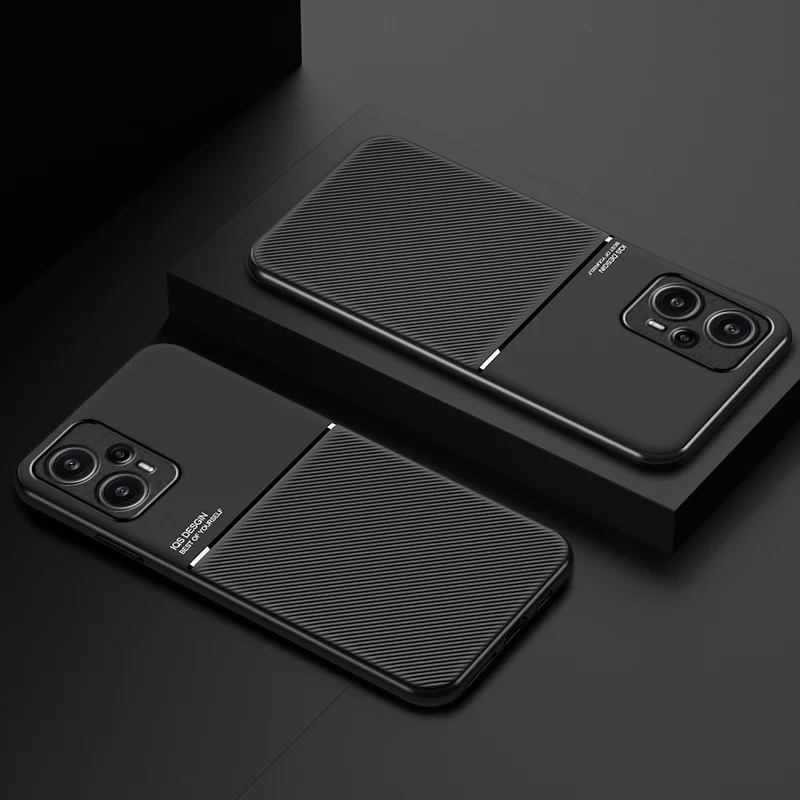 Leather Texture Magnetic Car Holder Phone Case - Enhanced Back Cover