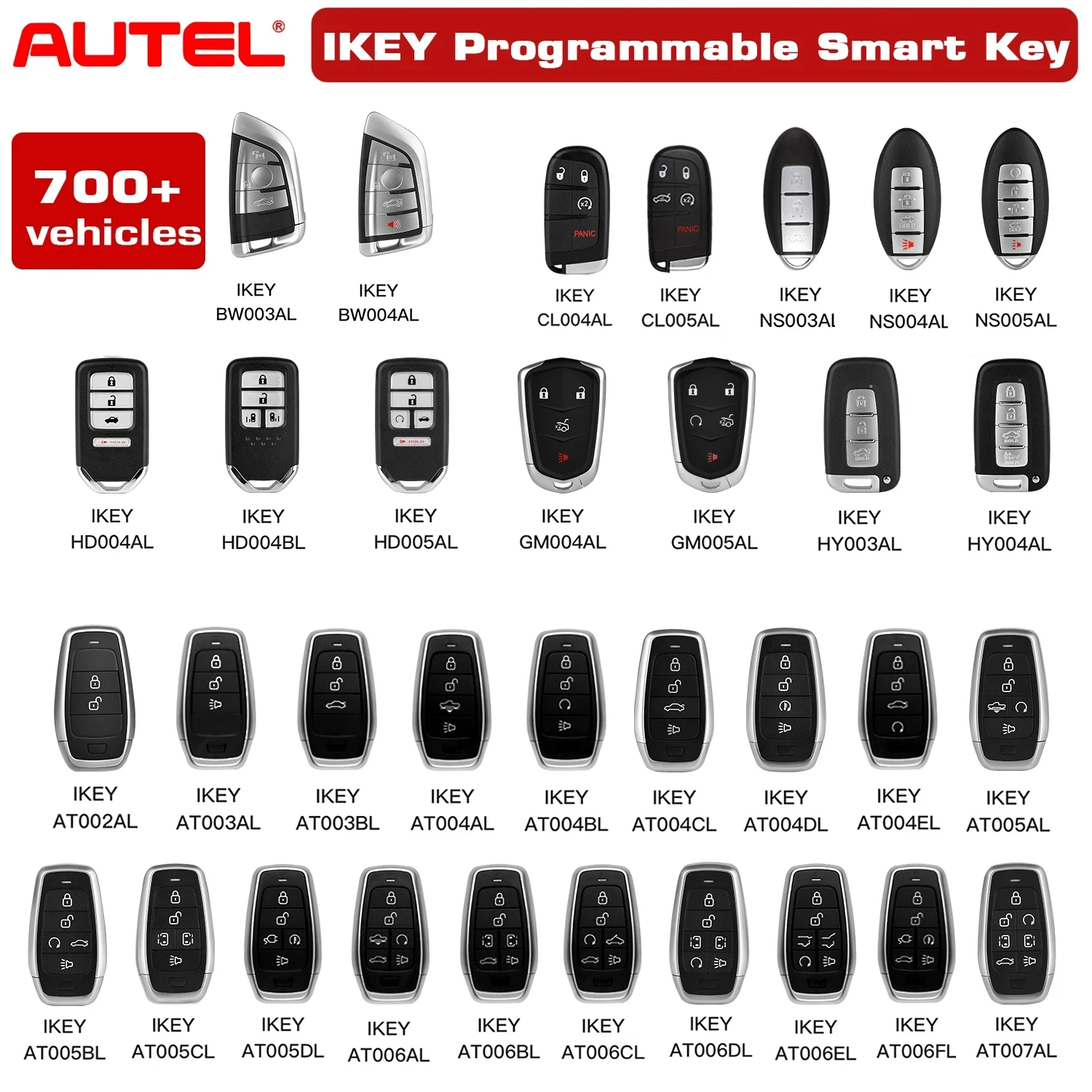 AUTEL IKEYBW003/4AL HD004/05BL NS004/05AL HY003/04AL AT003BL/04CL MaxiIM KM100 IM508 프로그래머용 범용 원격 스마트 키