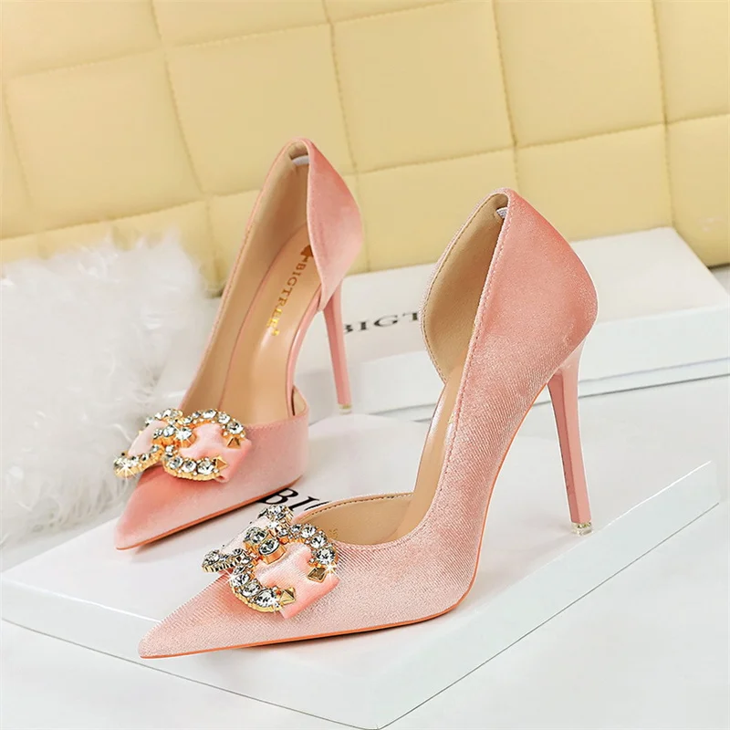 Sepatu Size Womens Heels Fashion Women High Heel Rhinestone Buckle