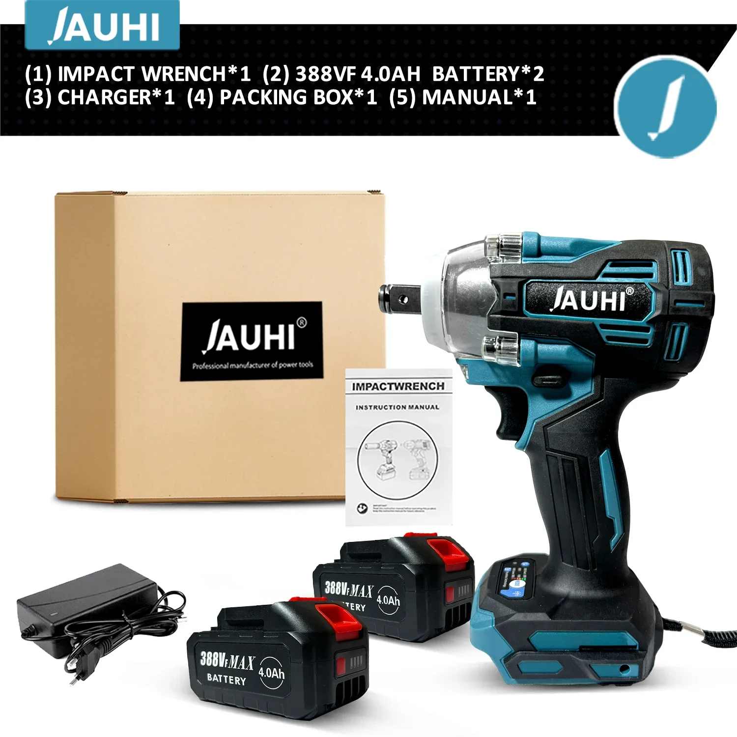 High-Torque Brushless Cordless Electric Impact Wrench - 1/2 Inch Power Tool