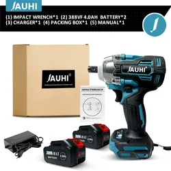 High-Torque Brushless Cordless Electric Impact Wrench - 1/2 Inch Power Tool (2 Battery)