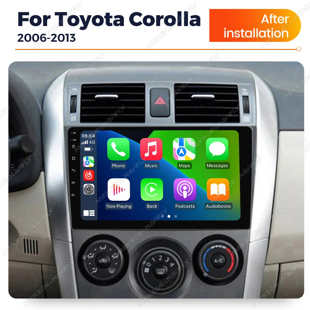Android 14 Car Stereo Radio For Toyota Corolla E140/150 2007 2008 2009 2010 2011 2012 2013 Multimedia Player Carplay Auto 9INCH