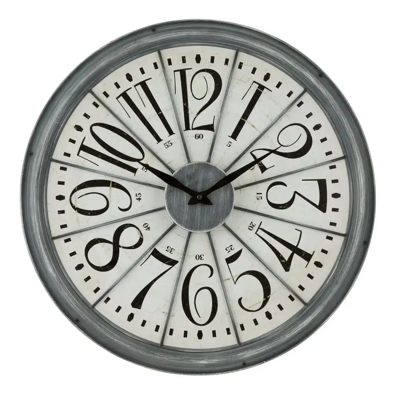 

Antique Gray Analog Round Contemporary Quartz Wall Clock, 404-3950