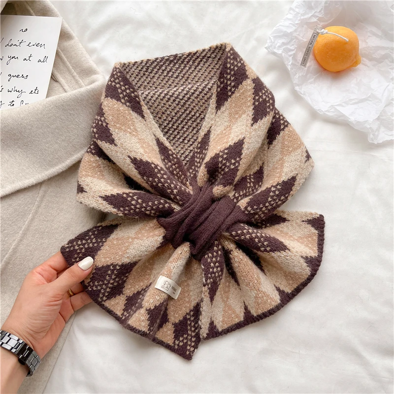 Koreal Style Warm Soft Knitted Scarf for Women Winter Cahmere Neckerchief Thick Woolen Yarn Muffler Female Shawl Wrap Bufandas 10