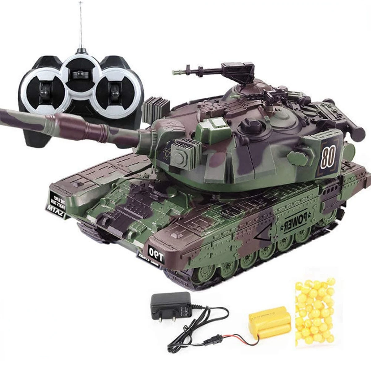 1/20 RC 탱크 사격 물폭탄, 원격 제어 탱크 사격 총알, 적외선 LED 전자 차량, 어린이 선물, 40cm, 9CH, 27Mhz 10 1:32 군사 전쟁 RC 전투 탱크, 무거운 대형 인터랙티브 리모컨 장난감 자동차, 총알 모델 전자 소년 장난감