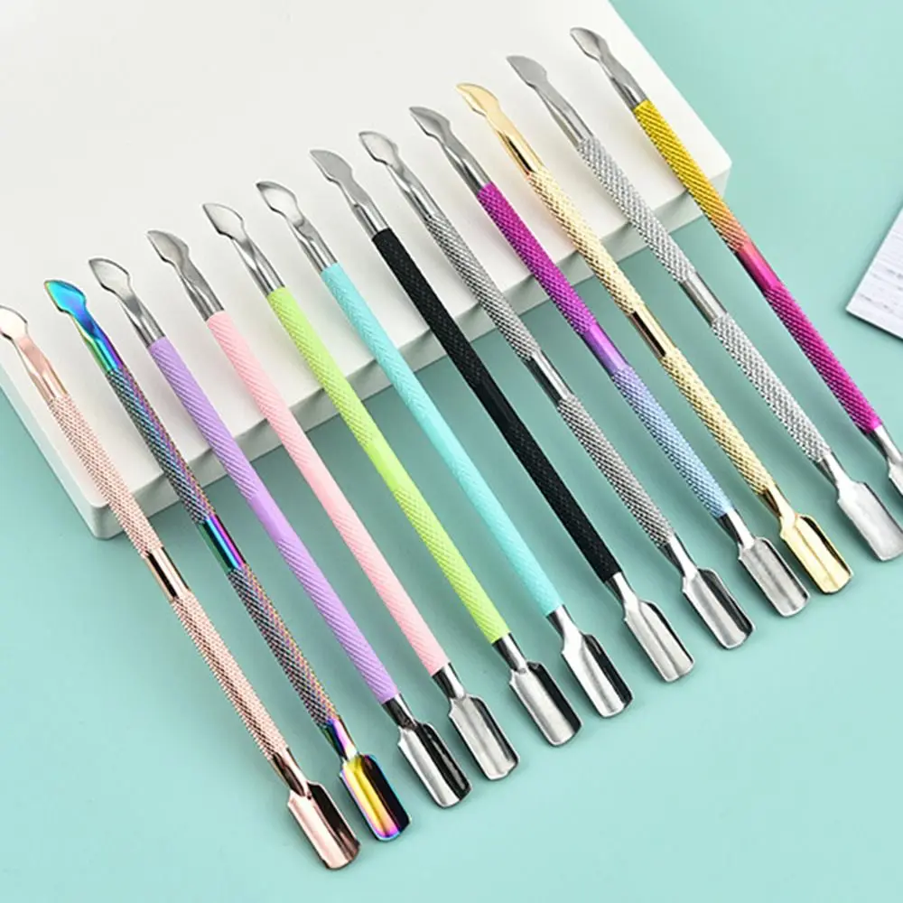 Steel-Double-Push-Spoon-Pusher-Cut-Remover-Cuticle-Trimmer-Manicure ...