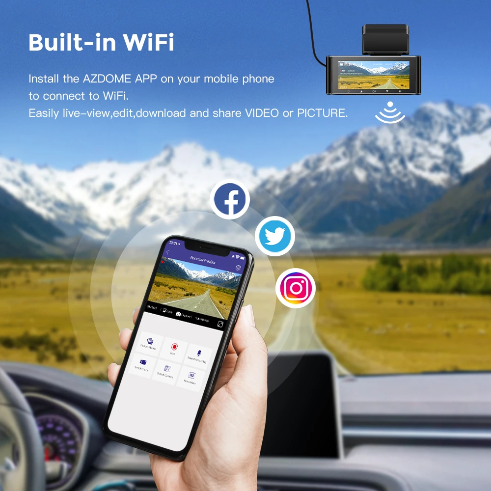 AZDOME M550Pro-2CH Dash Cam 4K Front + 1080 RearCam Car DVR Dual