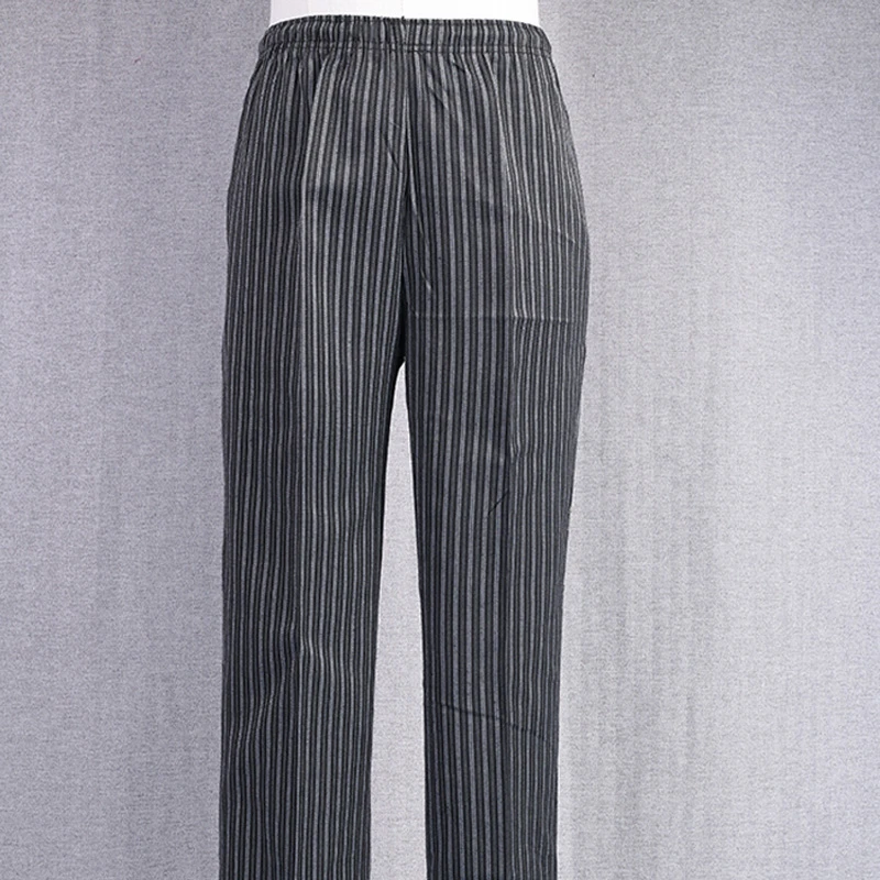 New Chef Pants Men Hotel Kitchen Straight Leg Pants Elastic Professional Trousers Loose Fashion Casual Work Everyday