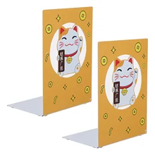 

2pcs Cartoon Cat Bookend Desktop Book Stopper Iron Art Desktop Organizer