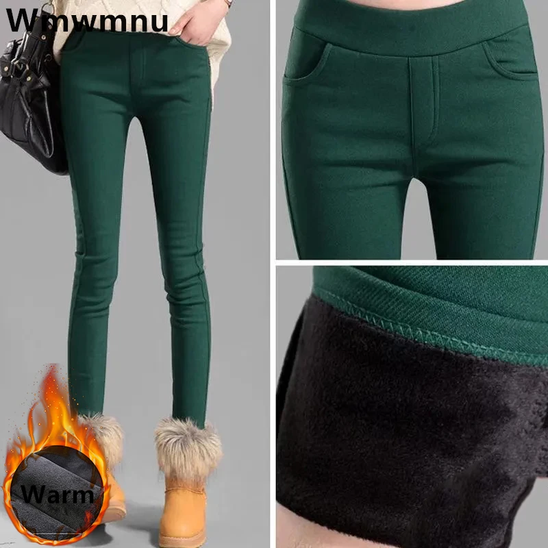 Addensare Peluche Foderato In Velluto Leggings Pantaloni A Matita Inverno Caldo A Vita Alta Slim Pantalones Big Size 4Xl Pantaloni Elasticizzati Nuovo