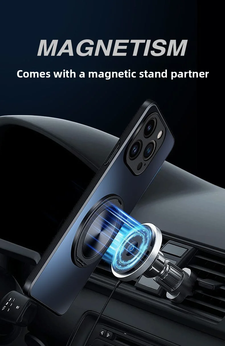 Hard Matte Ring Stand Magnetic Protective Back Cover Case