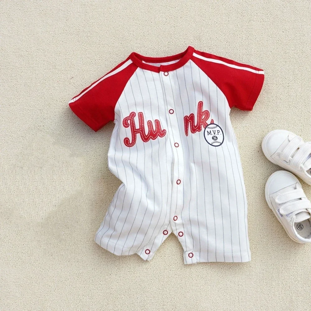 Infant Romper Summer Comfortable Baby Jumpsuits 0 to 12 months Boys Bodysuit Onesie Overalls Sports Short Sleeve Cotton