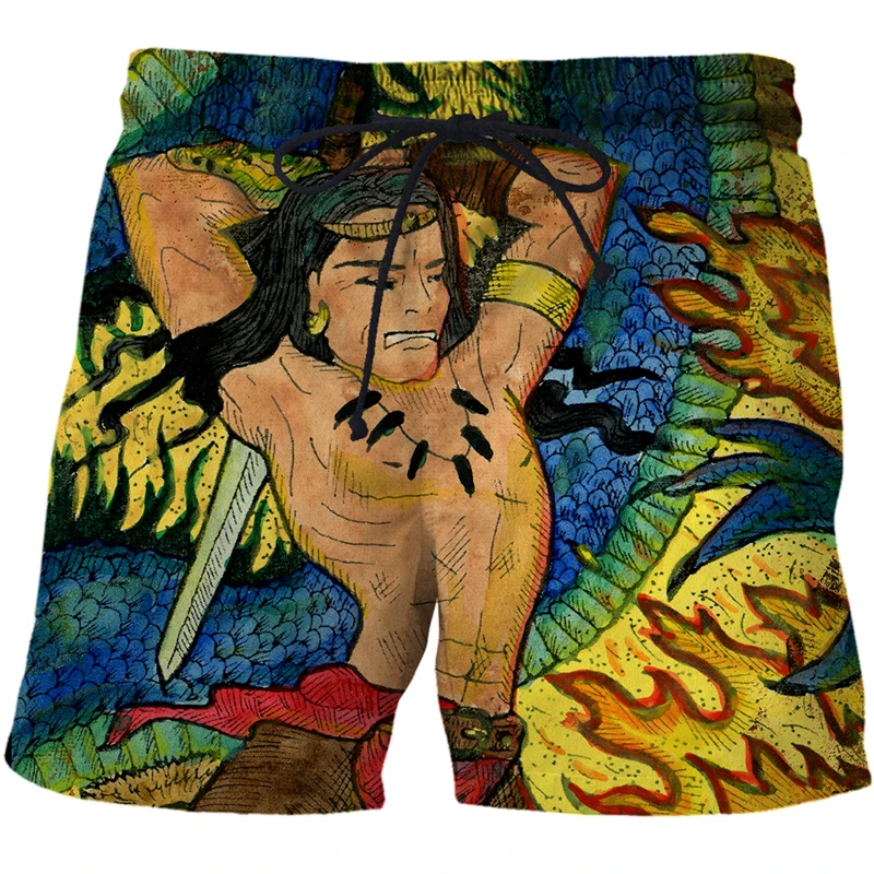 

2023 Summer Beach Casuals 3D Swimming Shorts Surfing Boardwear Men's Tarot art pattern Graphics Swimsuit Men's Beach Pants