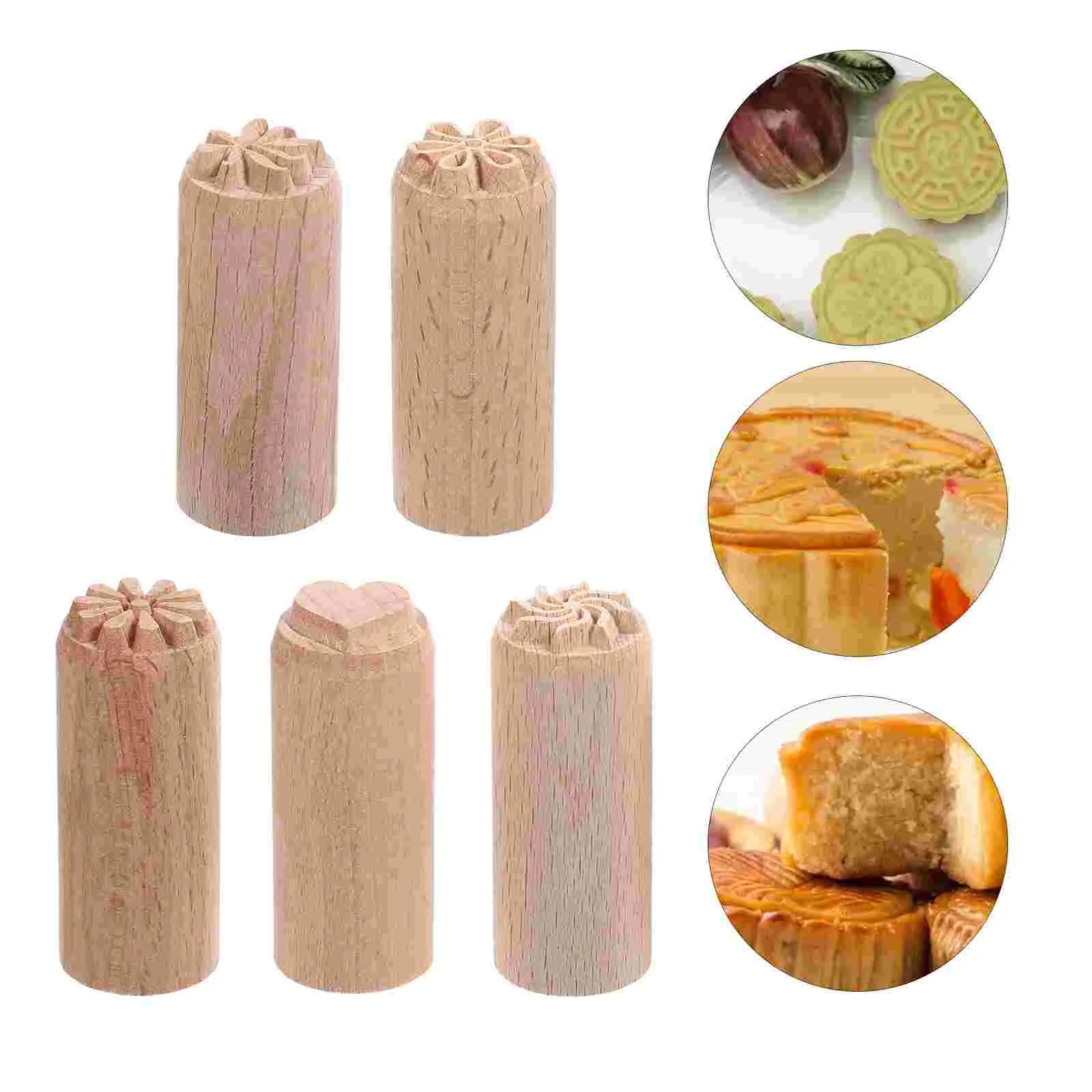 

Natural Clay Wood Pottery Tools Stamps Hand Carved Column Wooden Woodsy Vintage Diy