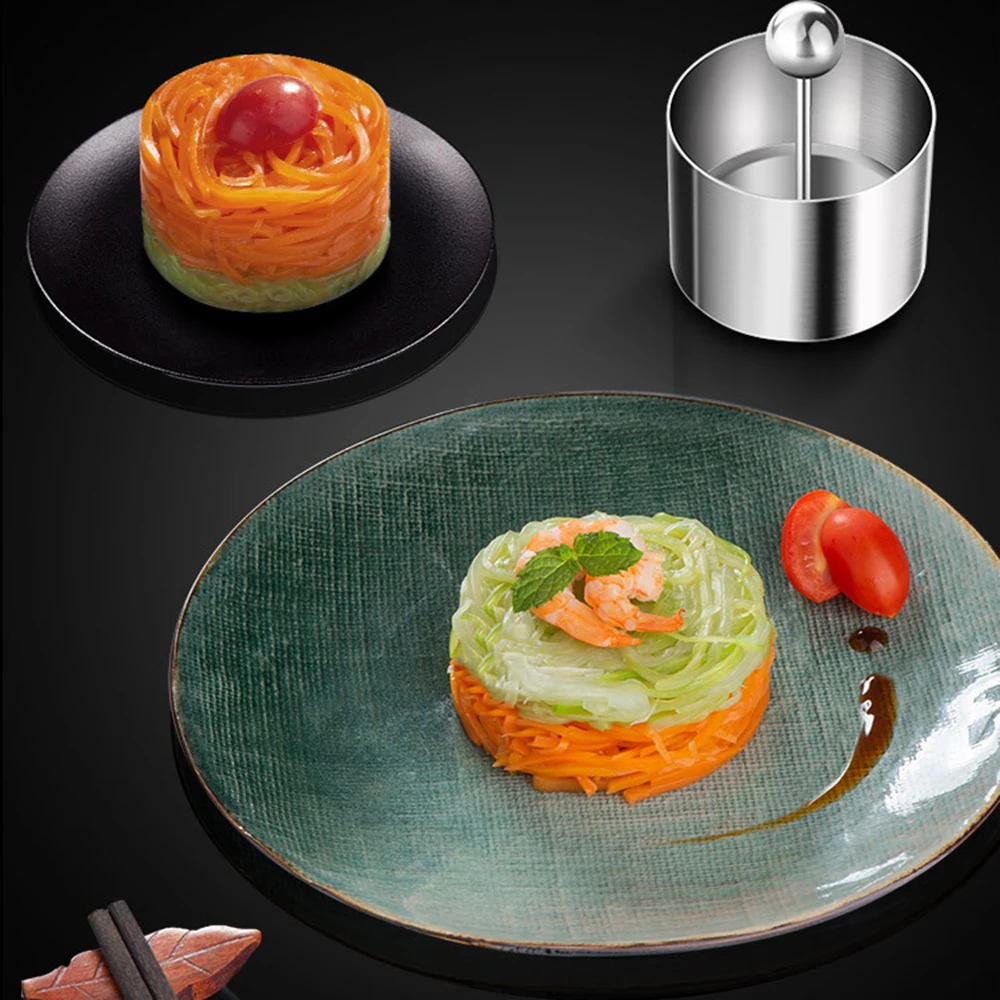 Round Rices Ball Mold with Pusher Stainless Steel Dessert Mousse Cake Rings Easy Demoulding Sushi Making Mould Kitchen Tool