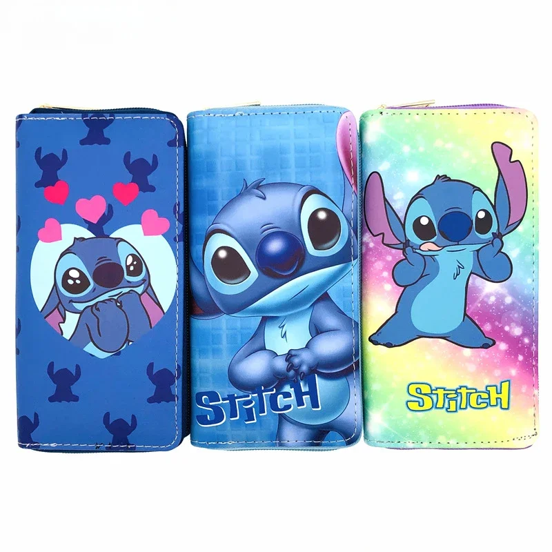 

Disney Women Wallet Stitch Cartoons Long PU Coin Purse Bag Cute Anime Leather Multi-Function Girl ID Card Package Birthday Gift