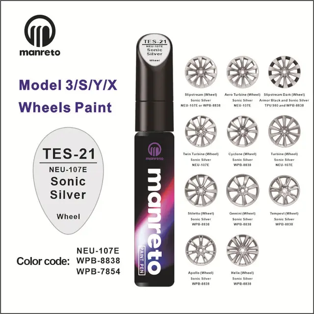 Tesla Model Y Pearl Bianco Nero Modello 3 Serie Cielo stellato Grigio Speciale penna colorata per vernice Ruote per auto Penna per la cura della vernice 6