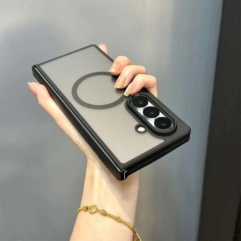 Translucent Matte Magnetic Folding Case with Hinge Cover for Samsung Galaxy Z Series