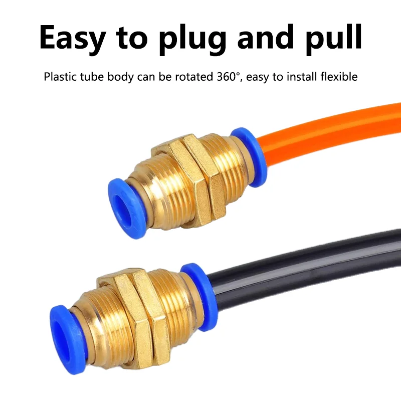 20PCS Pneumatic Fittings PM Straight Bulkhead Union Connector 4mm 6mm 8mm 10mm 12mm OD Hose Plastic Push In Gas Quick Connector