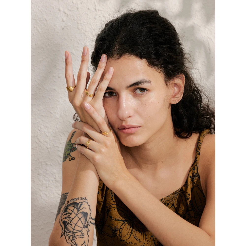 Yhpup Adjustable Ring 18K Golden Plated Stainless Steel