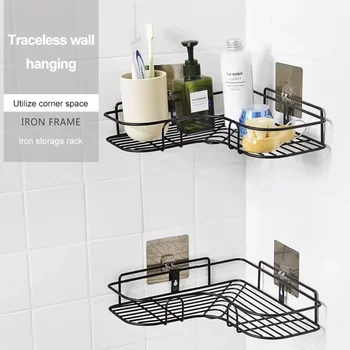 Scaffale triangolare in ferro per cucina, bagno, portaoggetti, scaffale ad angolo per amore addensato, durevole 1