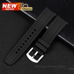 Waterproof Sports Silicone Watch Strap - Universal Rubber Band - 22mm (Black)