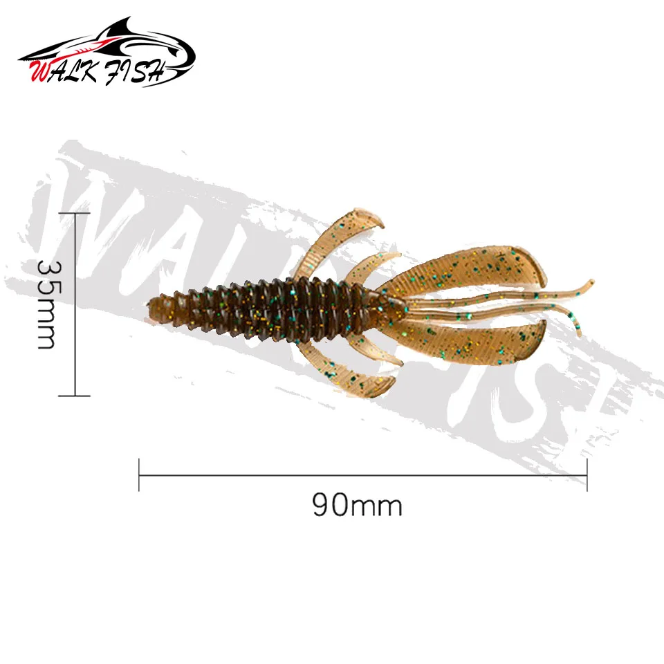 WALK FISH 8PCS Crazy Flapper Fishing Lures 90mm 3g Soft Lure Fishing Lures  Soft TPR Baits Shrimp Bass Peche Gear Fishing Tackle