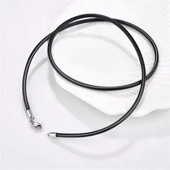 Jiayiqi Collana e braccialetti in corda di gomma per uomo Donna Gioielli di moda Regalo Girocollo casual Collana nera Corda fai da te 1
