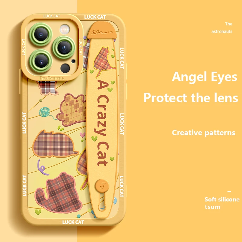 thumbnail image 1 of Deluxe Case Applicable Iphone 15 14 13 12 11 Pro Max X XR Xs 78 Soft Silicone Cell Phone Anti-fall Plaid Kitty Protective Cover, 1 of 5