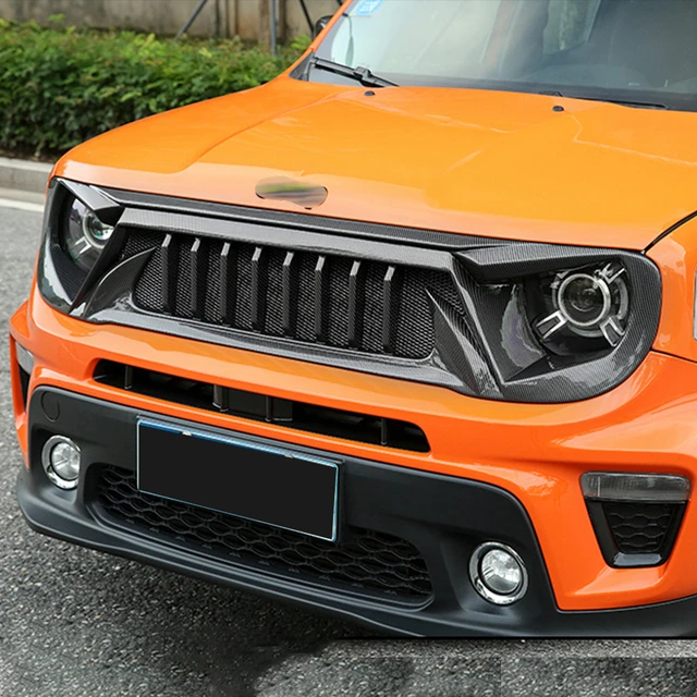 Für Jeep Renegade 21 22 23 Renn grills mattschwarzer Carbon Kühlergrill  Lufteinlass Styling Außen Tuning Zubehör Teile - AliExpress