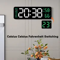 Digital Wall Clock Large LED Alarm Clocks Date Week Temperature Dual Alarms Display Clock Brightness Adjustment Home Decoration 5