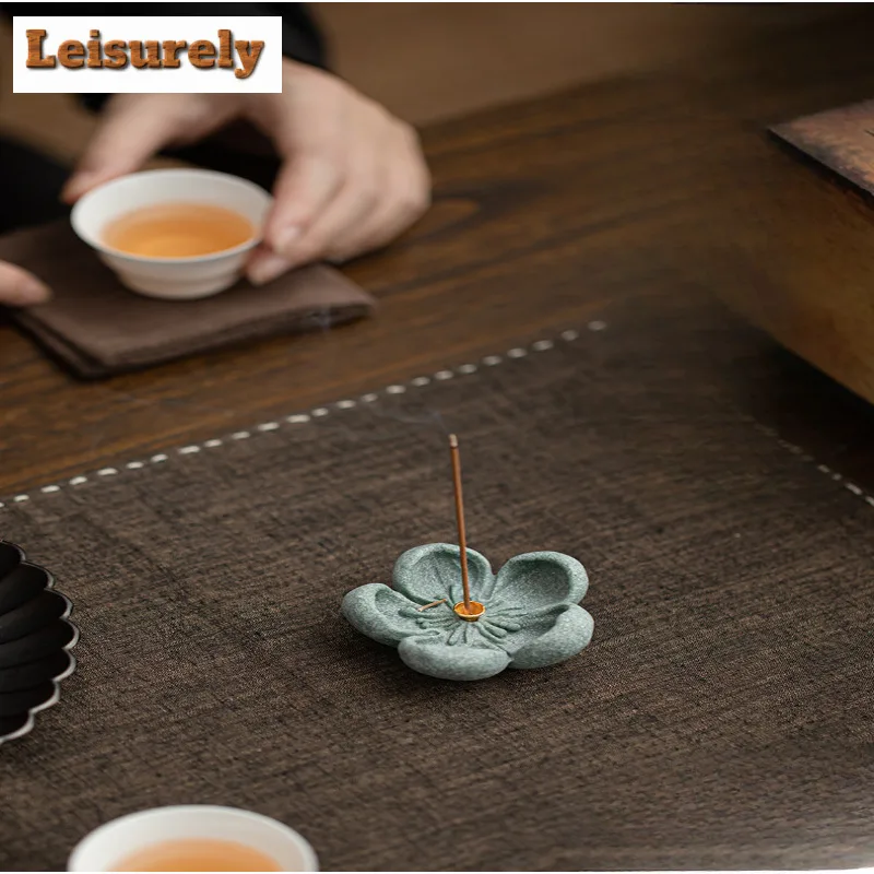 Bluestone Lotus Incense Holder Water Fountain Decoration Incense Burners Meditation Smell Distributor Censer Teaware Decoration