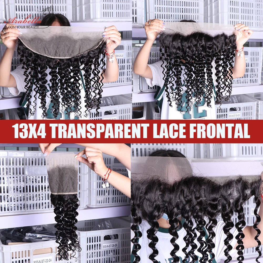 Deep Wave 13x4 Transparent Lace Frontal With Baby Hair Remy 100% Human Hair Arabella PrePlucked Bleached Knots 5x5 Lace Closure human hair closure human hair lace product human hair frontal
