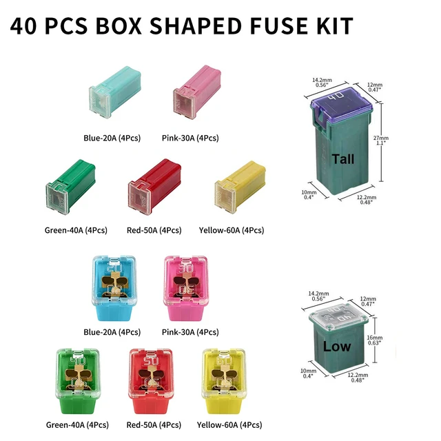 6 Pcs 120A Tall Profile Car Fuses - 32V DC Box Fuses For Trucks, RVs, Boats, Automotive Electrical Systems