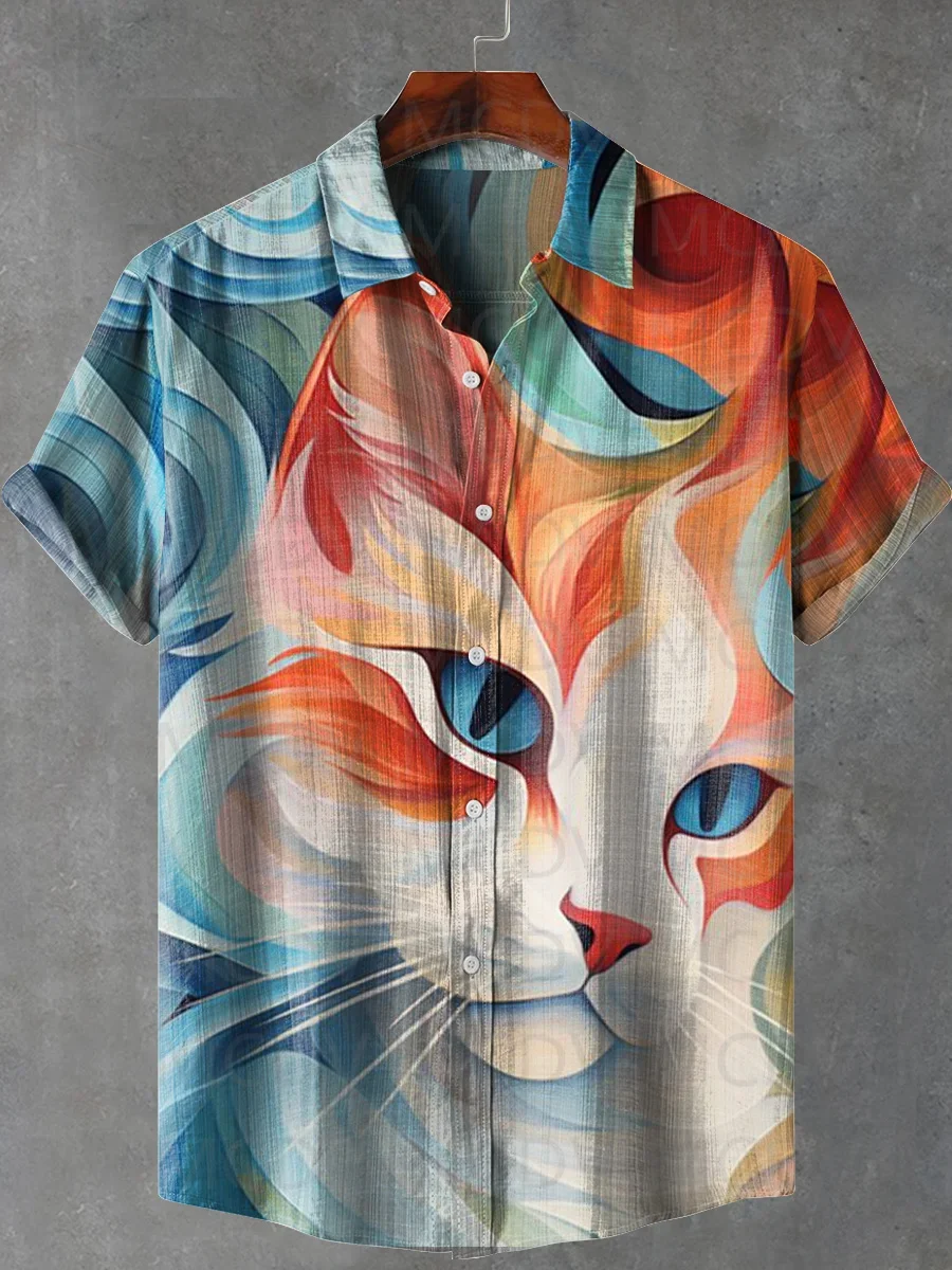 Cat Abstract Art Print T-shirt