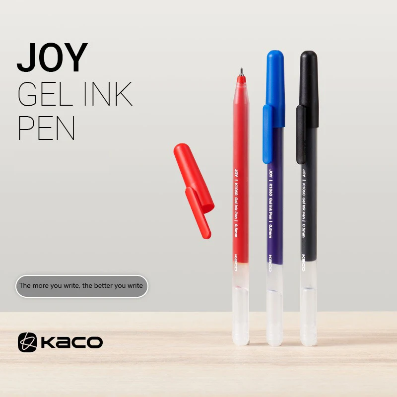 kaco❁⃘ KACO JOY Kawaii Cap Gel Pen Large Capacity 160M Black Blue