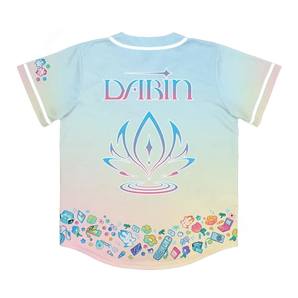 Dabin Stay in Bloom 야구 저지, 캐주얼 브이넥 셔츠, 스트리트웨어, 3D 재킷, 패션 반팔, 힙합 야구 유니폼