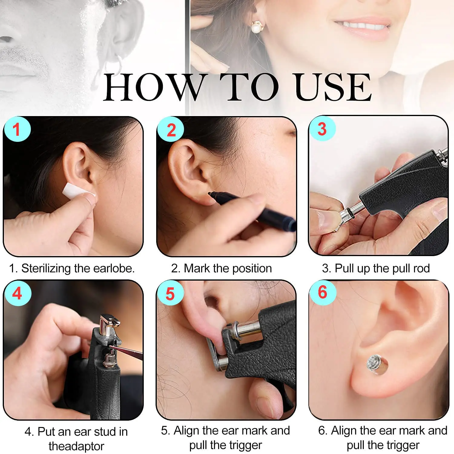 Piercing Tool How To Use Caflon Ear Piercing Gun 1Set Professional