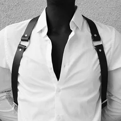 Vintage Men's Suspenders Body Chest Harness PU Leather Adjustabler Shoulder Harness Belt Braces Harness Men Sexy Games